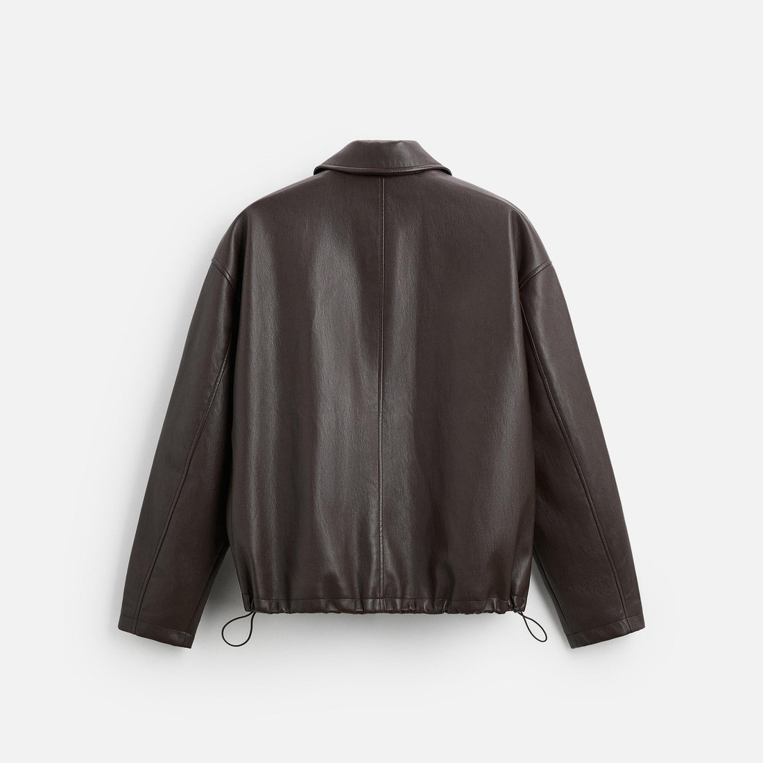 Chaqueta de cuero de manga larga y corte relajado para hombre