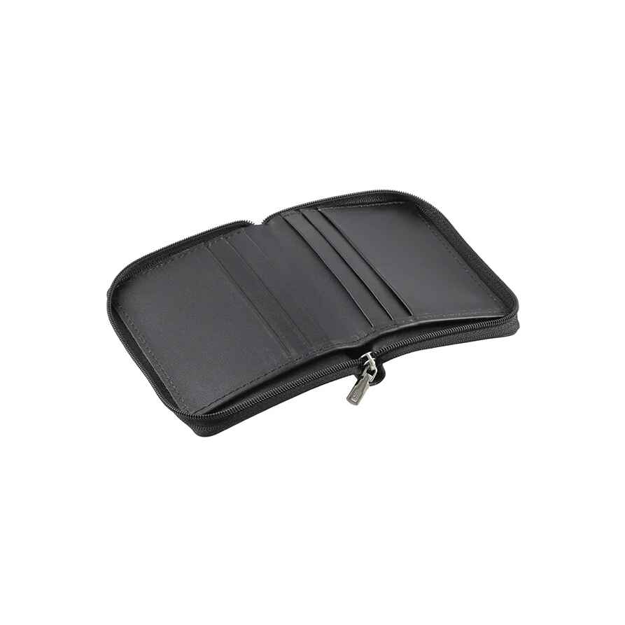 Men's Round Zip Closure Leather Wallet With Six Card Slots