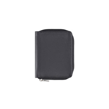 Men's Round Zip Closure Leather Wallet With Six Card Slots