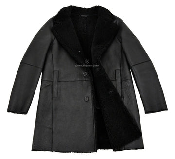 Men's Shearling Sheepskin Black Classic Coat