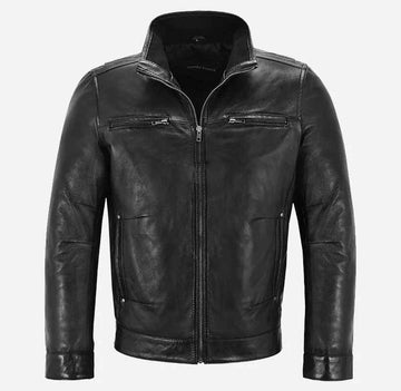 Men's Simple Real Leather Jacket