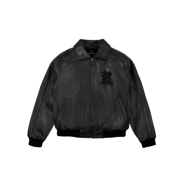Herren-College-Lederjacke mit einer Leistentasche