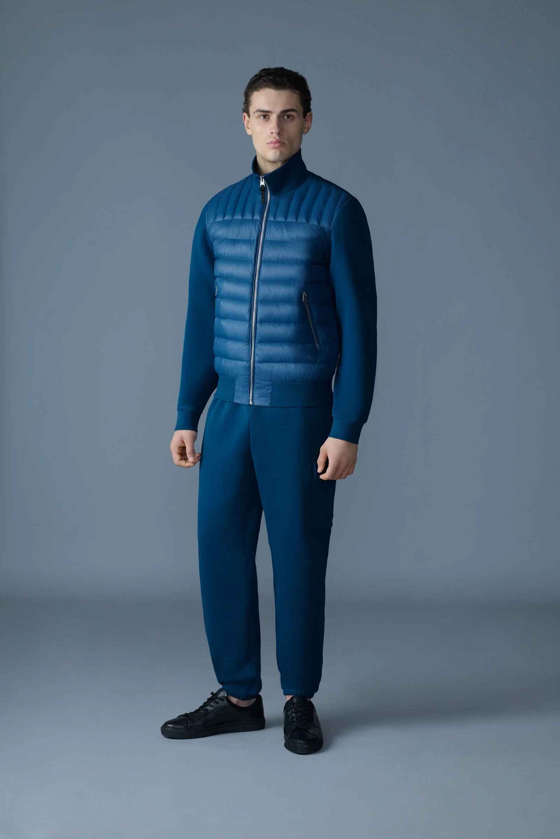 Slim Fit Pufferjacke im Bomberstil mit geripptem Kragen für Herren