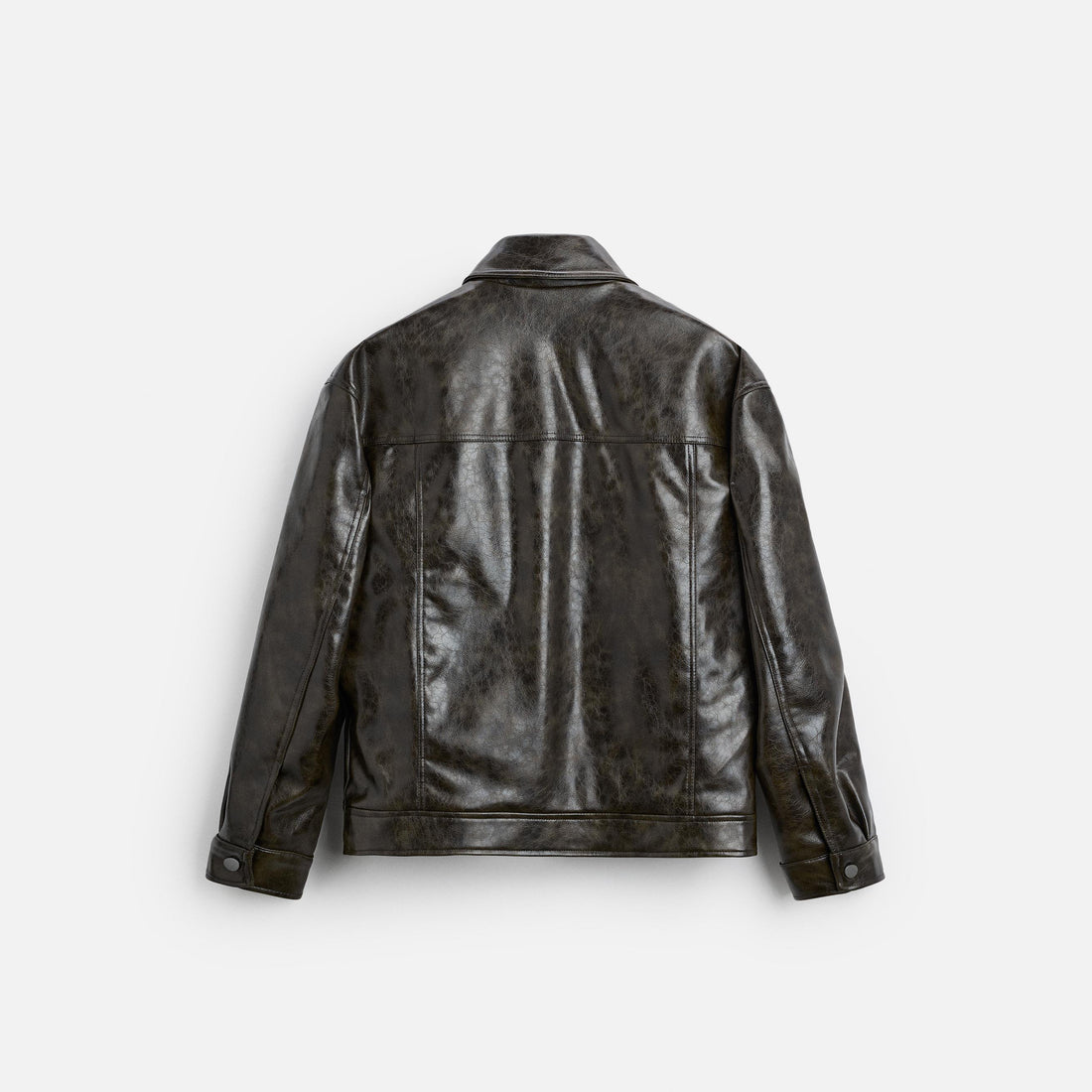Men's Snap-Button Simple Leather Jacket
