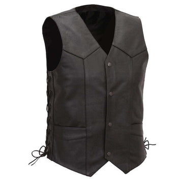 Men's Snap Tall Laces Leather Vest