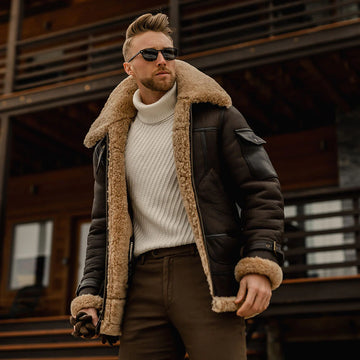 Super Fortress Pelzlederjacke für Herren