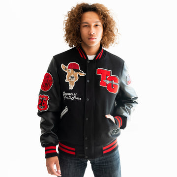 Men's THE GOAT Leather Varsity Jacket