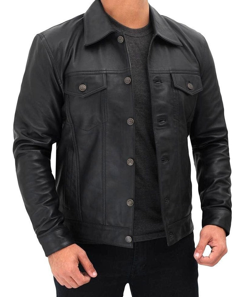 Trucker-Lederjacke für Herren