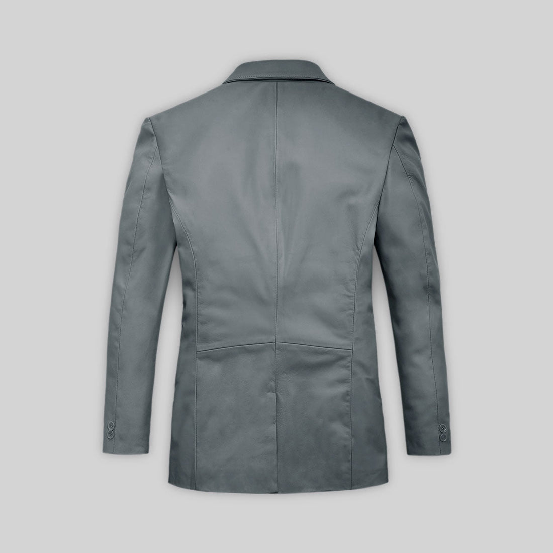 Herrenblazer aus weichem Sherpa-Leder in Grau mit zwei Knöpfen