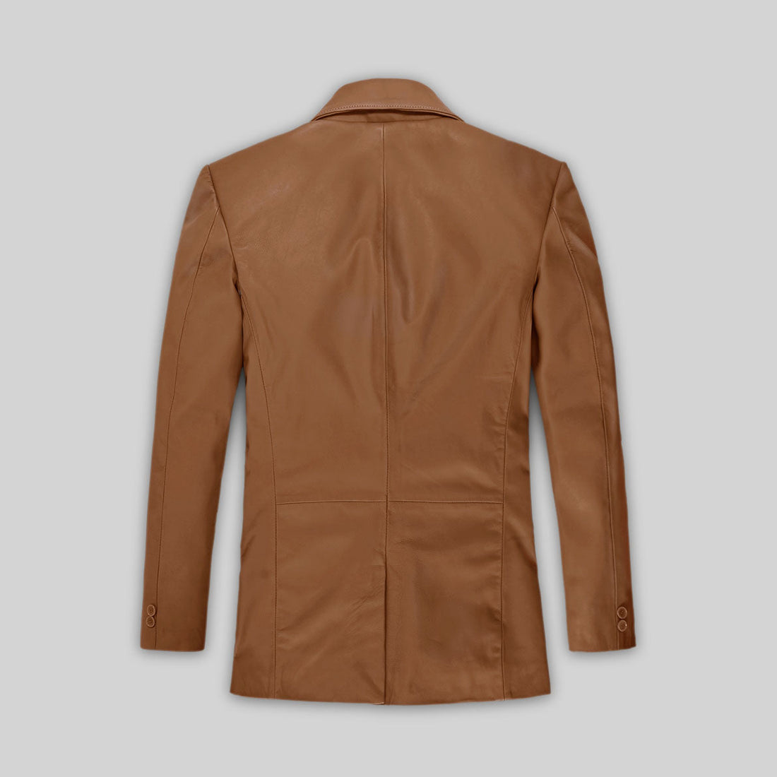 Herrenblazer aus hellbraunem Leder mit zwei Knöpfen