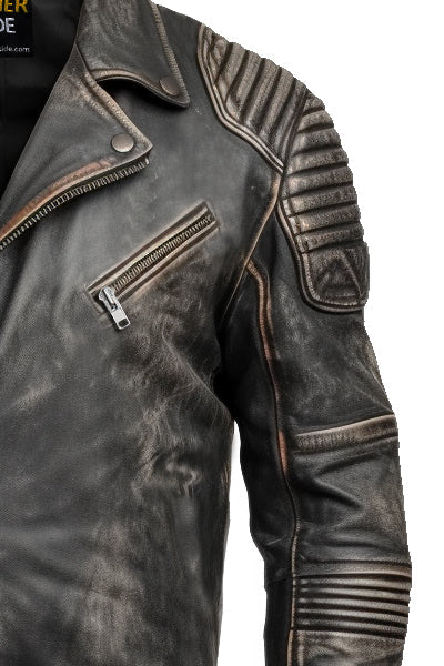 Men's Vintage Brown Distressed Genuine Leather Motorcycle Jacket