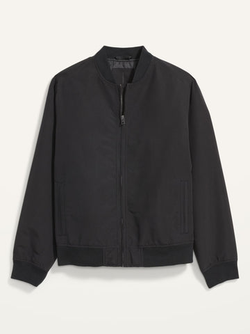 Chaqueta ligera estilo bomber con cremallera y resistente al agua para hombre en color negro