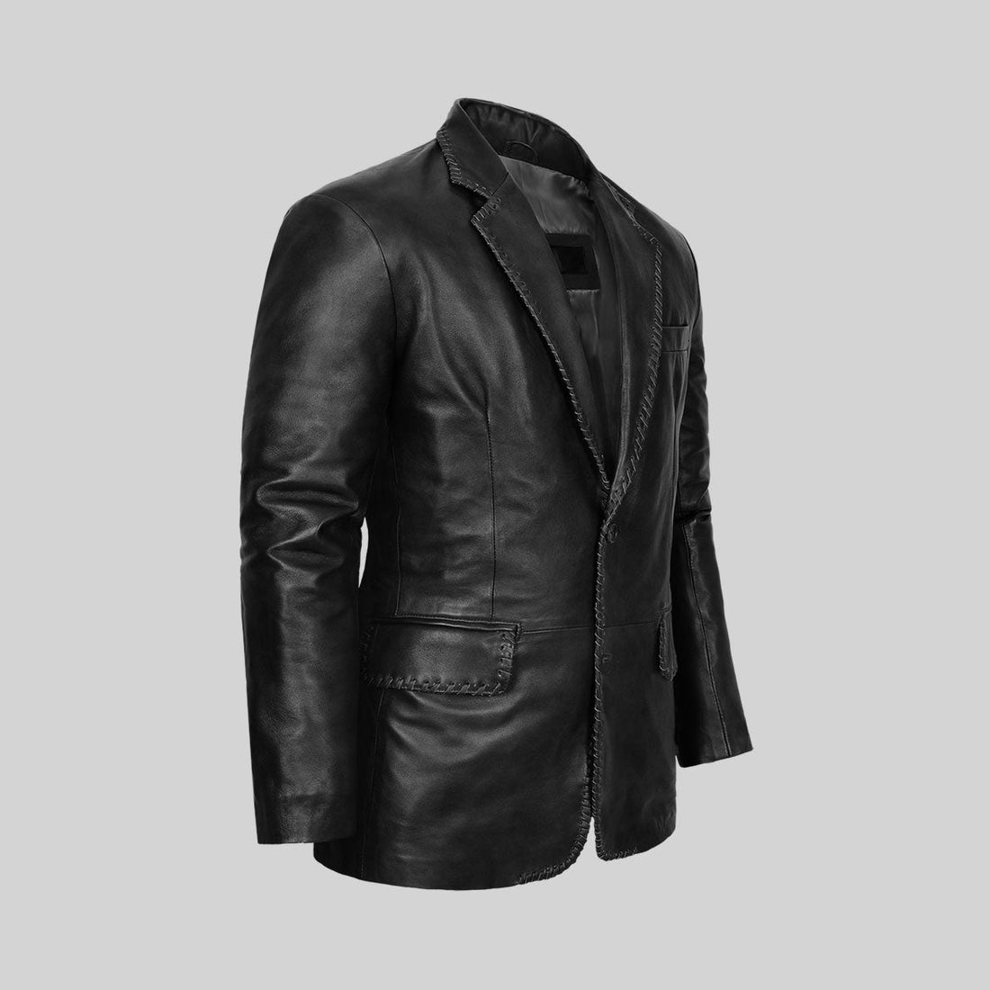 Schwarzer Western-Lederblazer für Herren