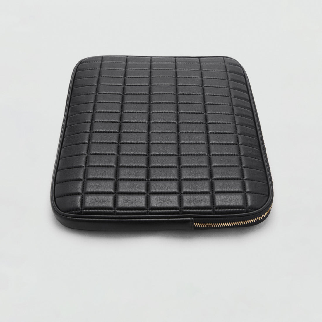 Quilted Design Black Leather Laptop Bag