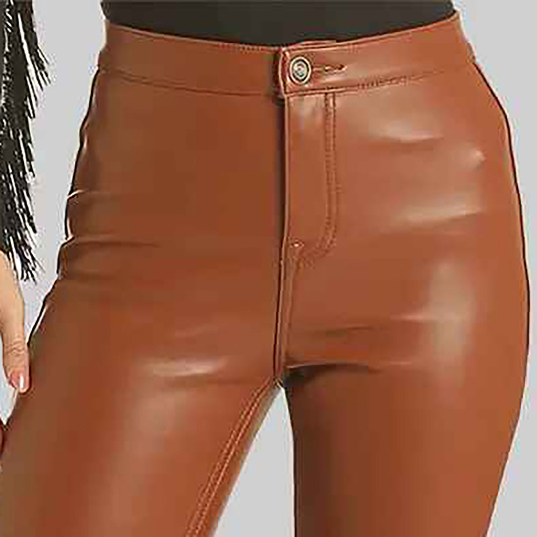 Sath Limited Damen Braune Lederhose mit weitem Bein