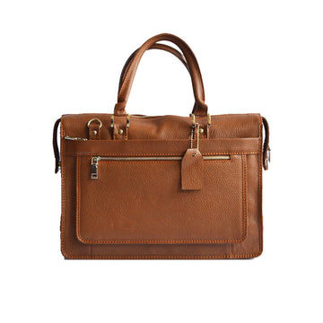 Unisex Executive Leather Laptop Bag – Tan/Light Brown