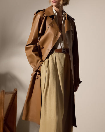 Women Lambskin Brown Trench Coat