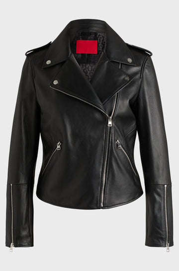 Asymmetrische Bikerjacke aus Leder für Damen