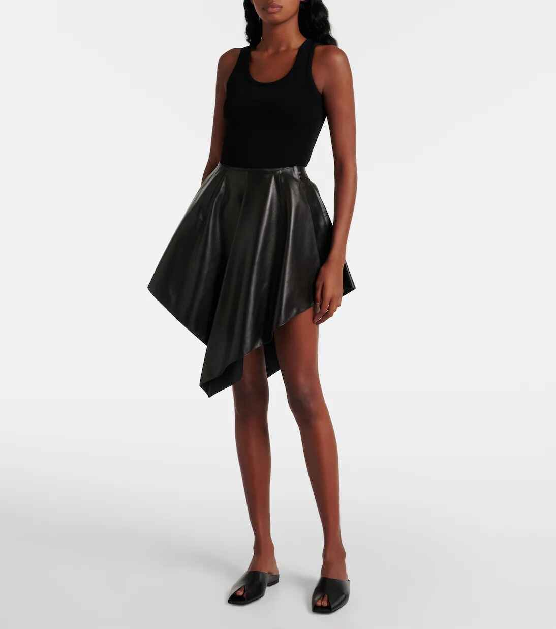 Asymmetrischer Mini-Lederrock für Damen