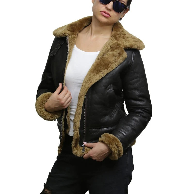 Women's B3 WW2 Fur Shearling Leather Jacket