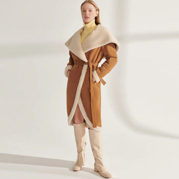 Women's Big Hood Faux Fur & Shearling Leather Coat
