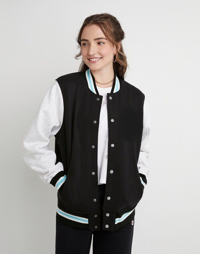 Chaqueta universitaria negra Champion Letterman para mujer
