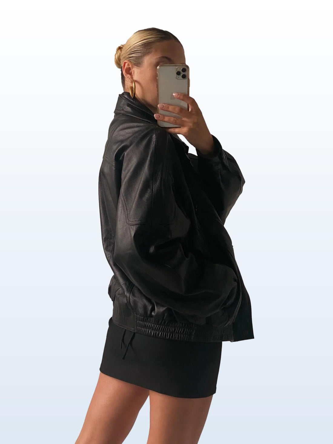 Women's Black Classic Lightweight Oversized Straight Cut Soft Sheepskin Leather Jacket