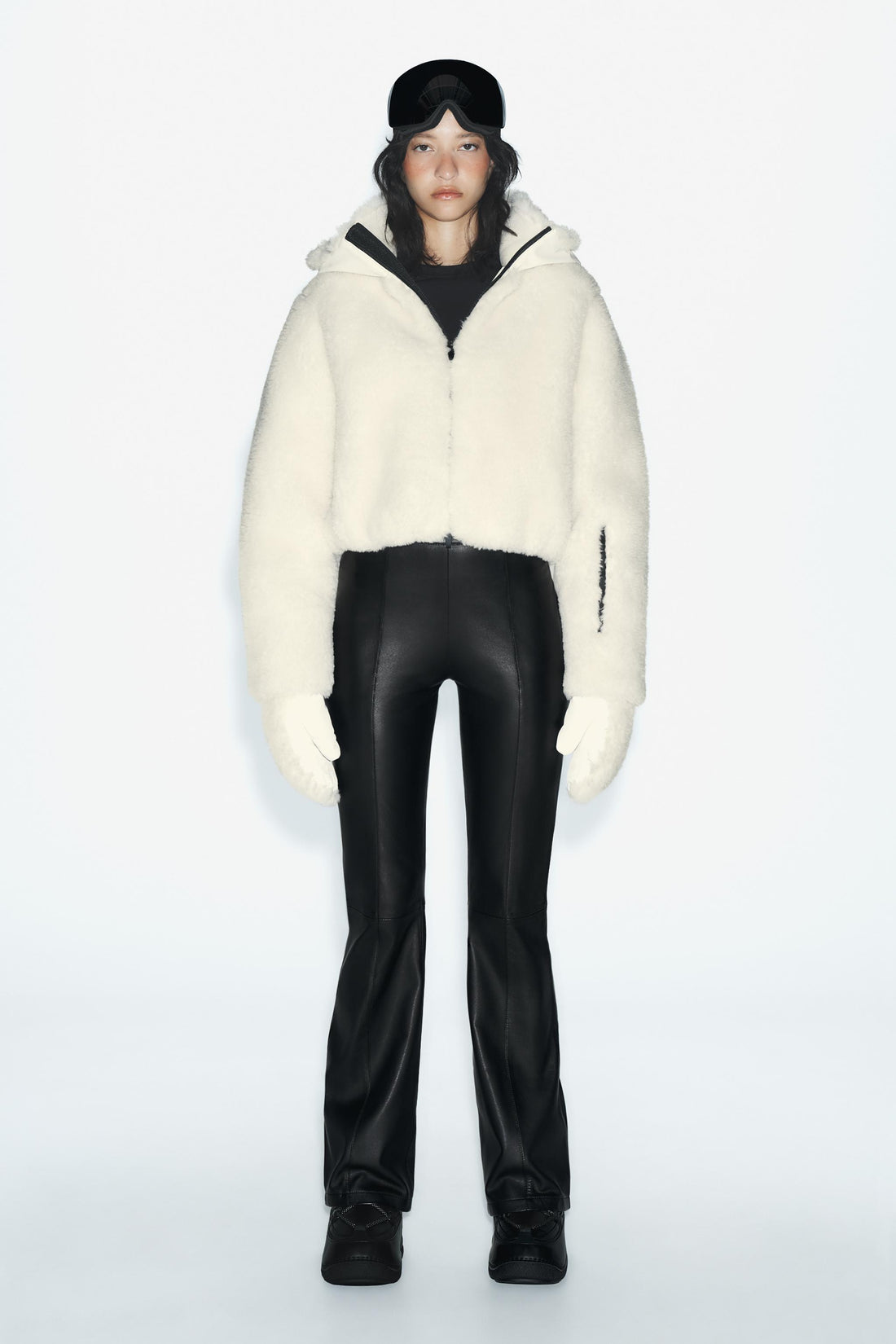 Women's Black Flared 100% Leather Pants