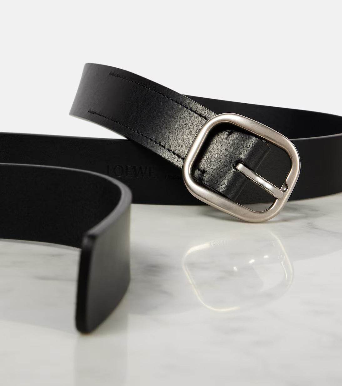 Schwarzer Ledergürtel für Damen