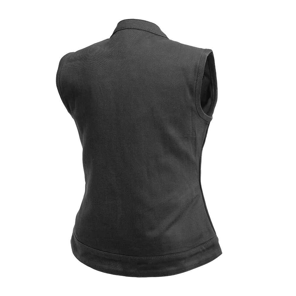 Chaqueta de motociclista de sarga de cuero Lexy negra para mujer