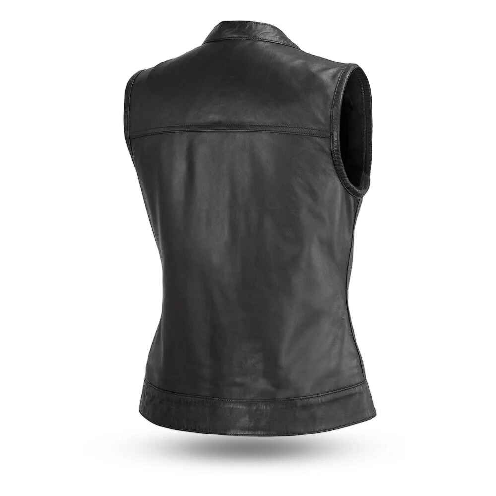 Chaqueta de moto de cuero Ludlow negra para mujer