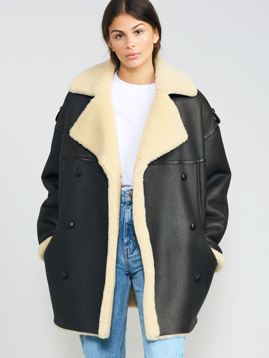 Women’s Black Marlin Shearling Leather Jacket