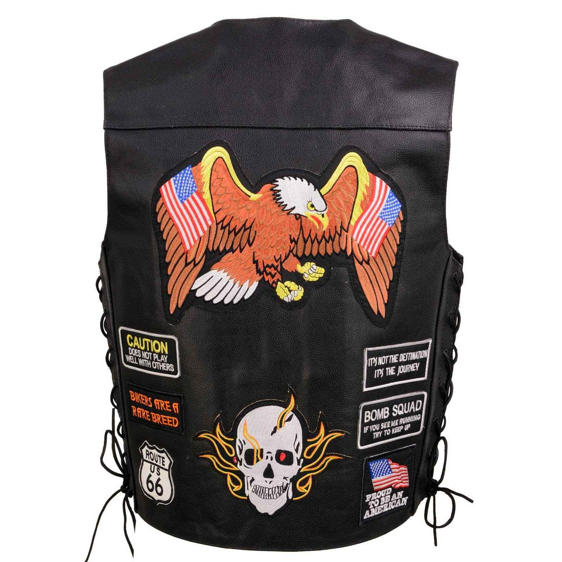 Women's Black Pre Patched Motorcycle Leather Vest