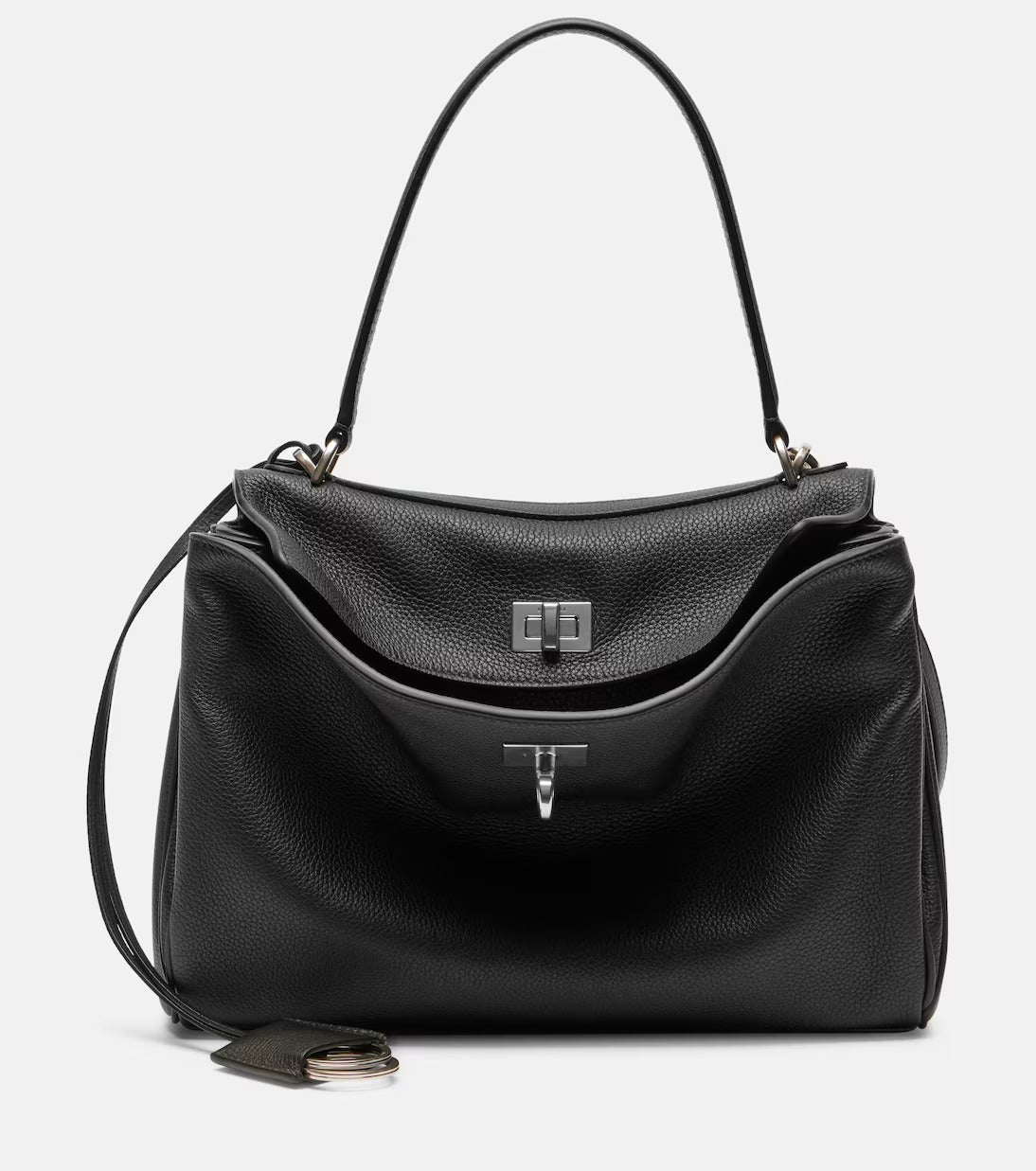 Bolso tote pequeño de cuero Rodeo negro para mujer