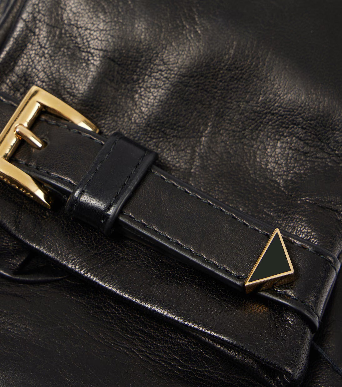 Schwarze Lederhandschuhe mit Riemen für Damen