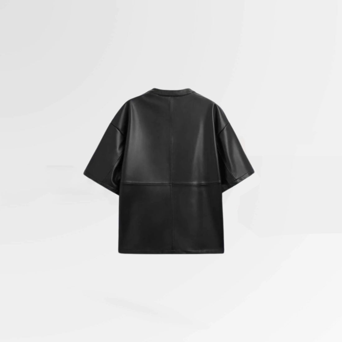 Camiseta de cuero negra para mujer