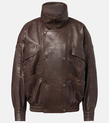 Women's Brown Aviator Bomber Leather Jacket