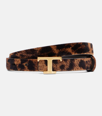 Women's Brown Cowhair Leather Belt