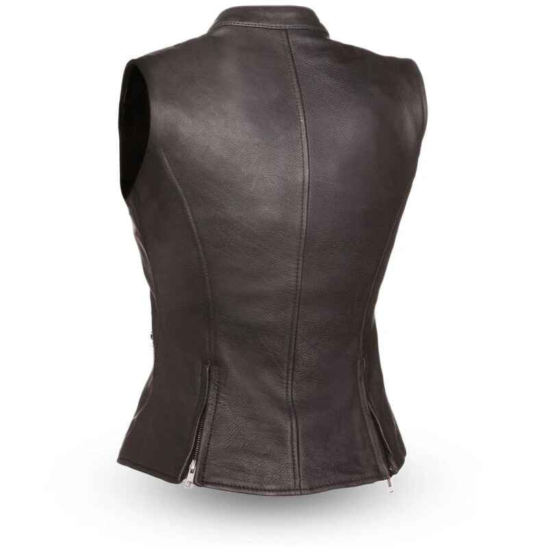 Chaqueta de moto de cuero Fairmont marrón para mujer