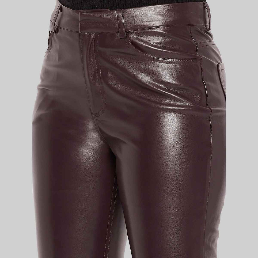 Burgunderrote Lederhose für Damen