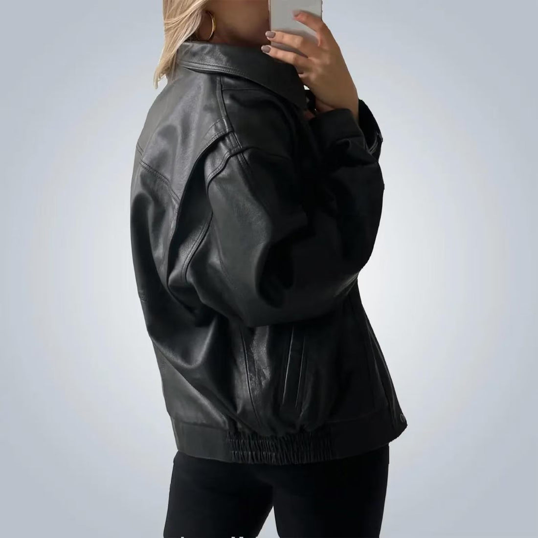 Women's Casual Sheepskin Oversized Leather Jacket