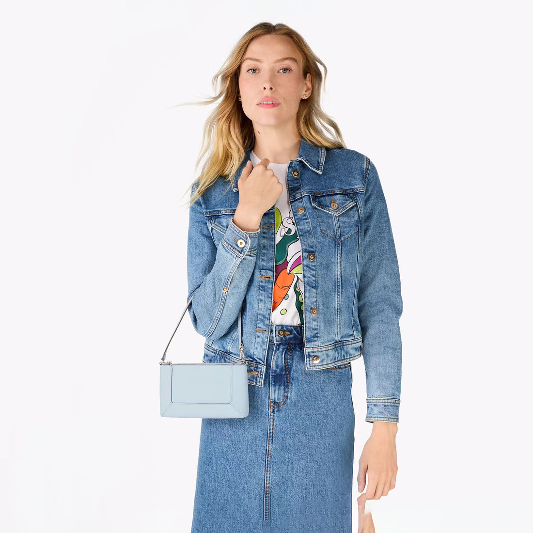 Cartera convertible de cuero granulado para mujer