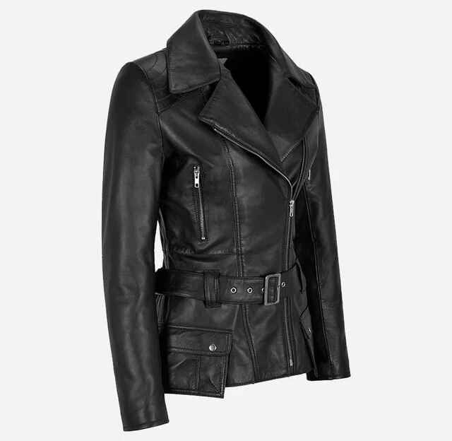 Women's DESIRE Belted Leather Short Trench Jacket