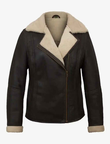 Dunkelbraune Eclipse-Lammfelljacke aus Shearling für Damen