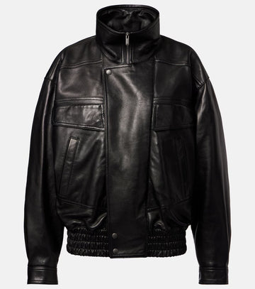 Women's Drop Shoulder Aviator Bomber Leather Jacket