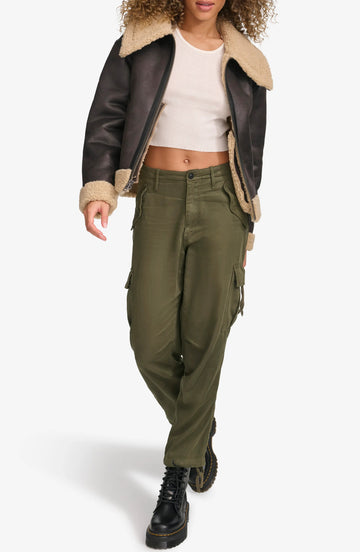 Damen-Lederjacke aus Kunst-Lammfell