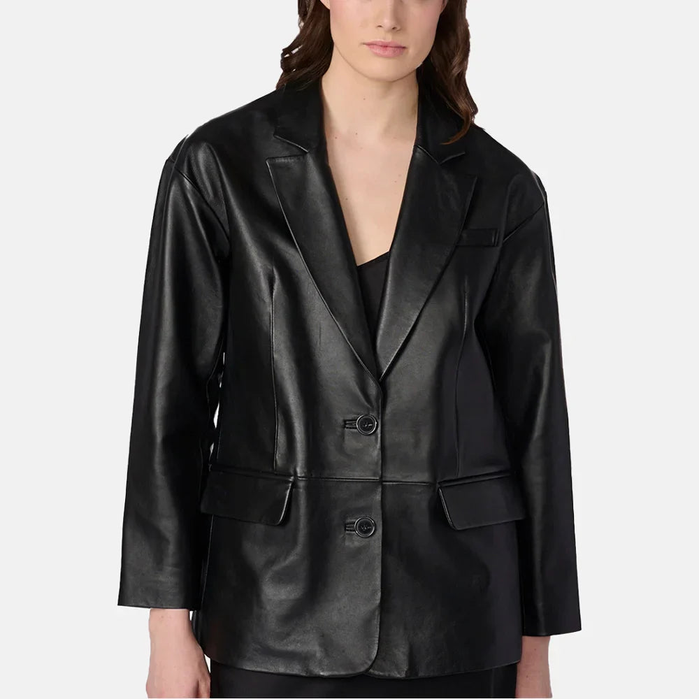 Gothic Glam Echtleder Blazer für Damen