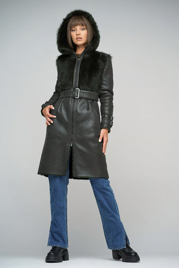 Women's Long Fox Fur & Shearling Leather Coat