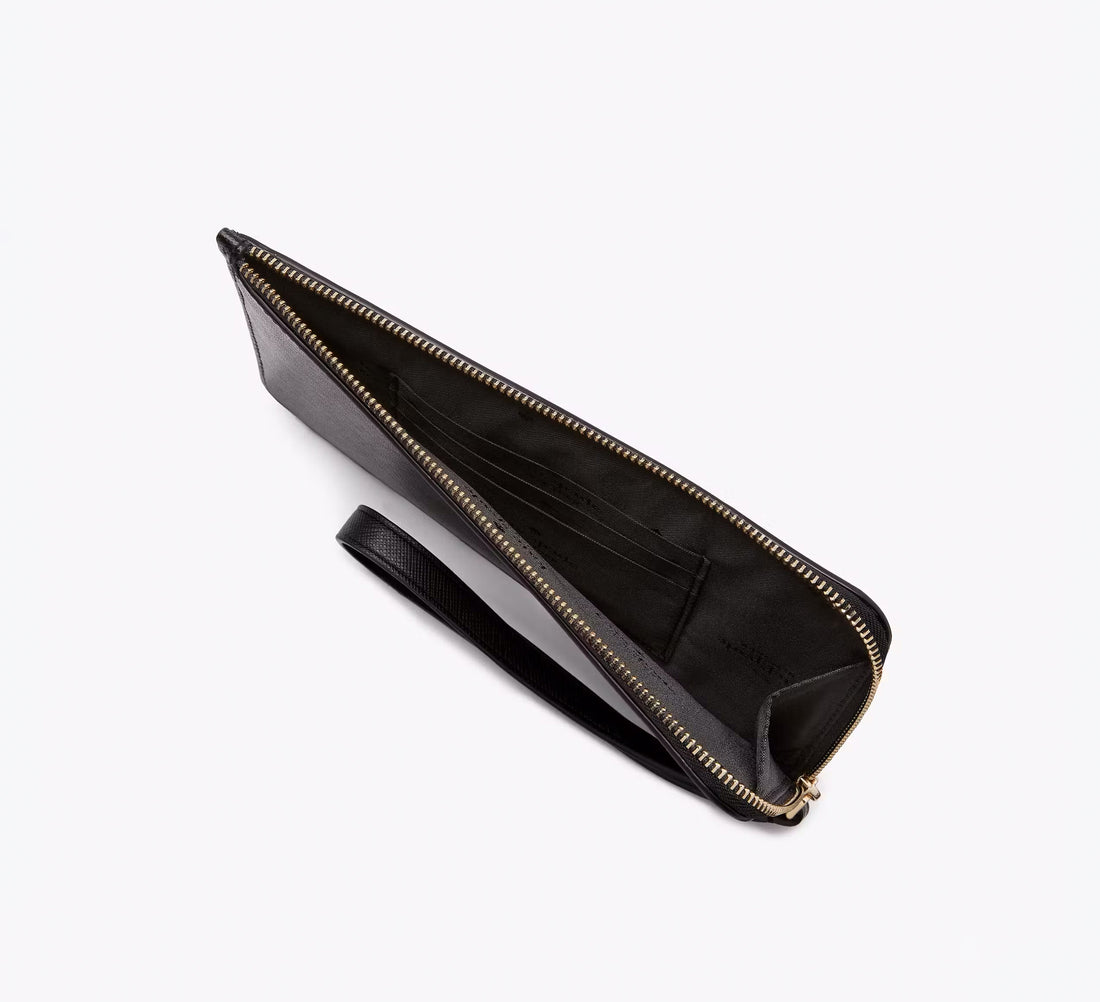 Cartera de piel Saffiano con cremallera en L para mujer