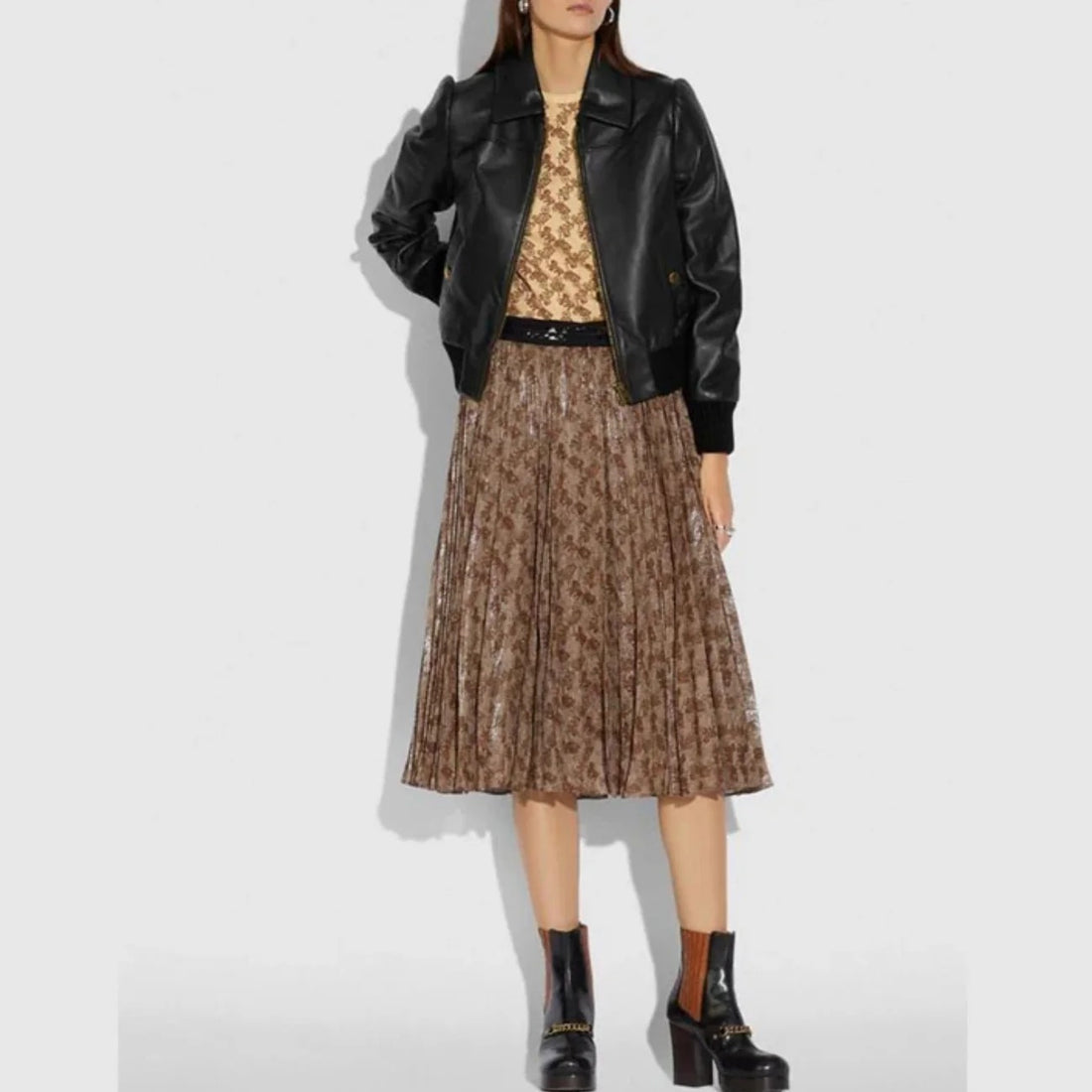 Women's Short Black Aviator Bomber Leather Jacket